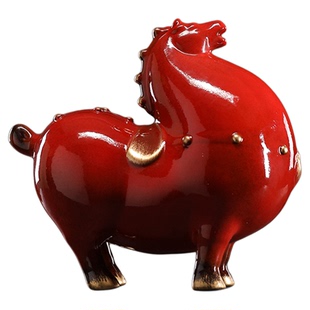 创意复古唐马摆件生肖红马黑马客厅中式酒店会所桌面玄关软装饰品