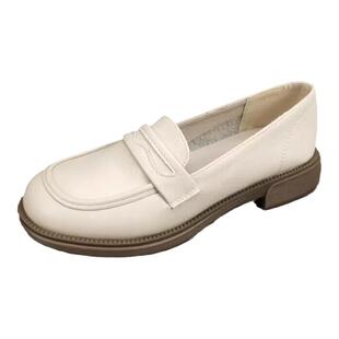 乐福鞋春秋款女鞋单鞋圆头低跟一脚蹬中老年妈妈鞋厚底防滑小皮鞋