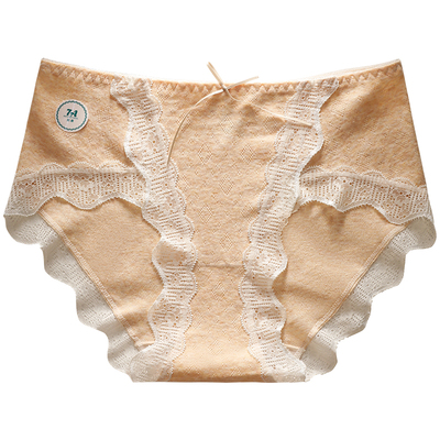 南极人纯棉蕾丝透气高开叉裤