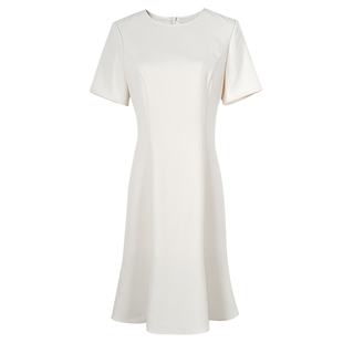 米思阳2025夏季新款通勤高级感醋酸连衣裙收腰短袖鱼尾裙女裙子