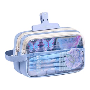铃兰蝴蝶高颜值ins风大容量笔袋女生小学生多功能学生文具盒2026分层痛包收纳袋透明笔袋儿童文具袋女生款
