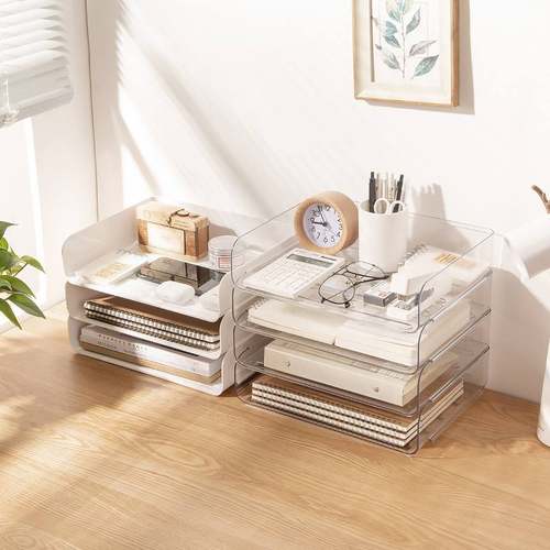 文件收纳盒办公室桌面文具小杂物桌上纸书桌书本置物架a4多层收纳