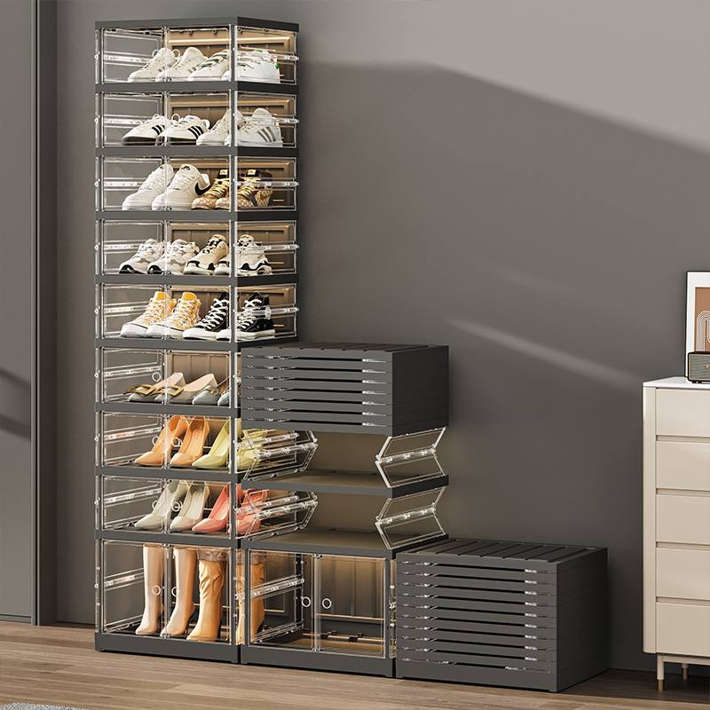 透明鞋柜免安装可折叠塑料鞋架家用可移动防尘鞋盒鞋子收纳展示柜