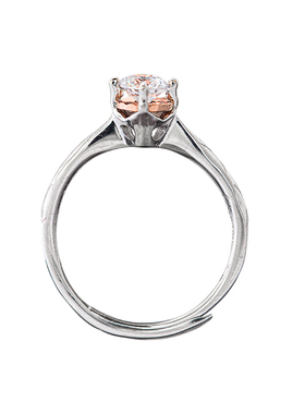 钻石切割双色四爪指环925女轻奢