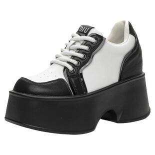 黑白熊猫配色板鞋厚底内增高鞋子女小个子11公分cm时尚松糕单鞋潮