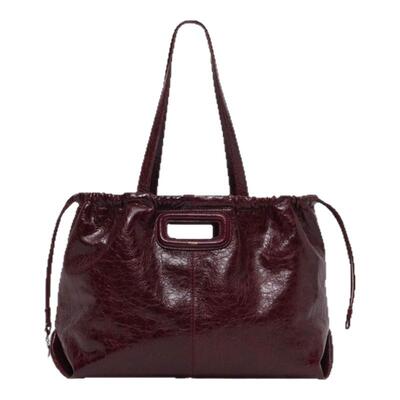 Maje时尚紫红色抽绳式手提包
