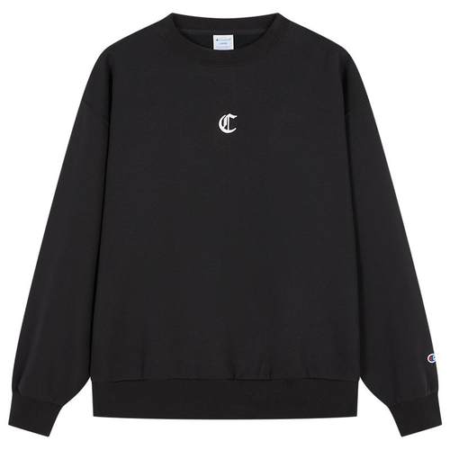 Champion冠军卫衣女冬季情侣刺绣纯色休闲运动加绒圆领套头上衣男