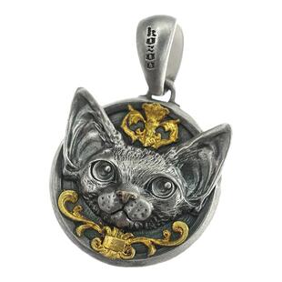 kozoo原创设计德文卷毛猫挂坠新款项链情侣首饰925纯银浮雕镶嵌