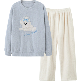 SLEEPTIGHT情侣睡衣冬季女款加厚暖和毛绒可爱男可外穿冬天家居服