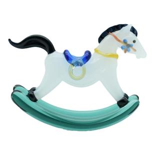 淄博琉璃手作摇摇马桌面摆件马上有钱寓意祝福书桌装饰品手办礼物