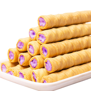 约1800根芋泥紫薯牛奶夹心蛋卷网红爆款零食品休闲小吃批发整箱装