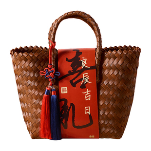 中式结婚女伴娘伴手礼盒子小众高级感回礼礼品手提礼袋编织空篮子
