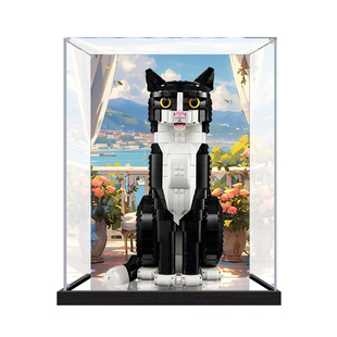 亚克力展示盒适用乐高21349燕尾服猫积木透明防尘罩模型玩具盒子