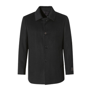 【羽绒内里】DIDIBOY冬季男士黑色翻领防寒羊毛呢子大衣短款外套