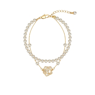 阿吉豆手链女款山茶花双层珍珠手串商场同款官方生日礼物首饰手饰