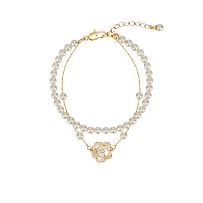 阿吉豆手链女山茶花双层珍珠叠戴