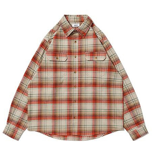 四季GLOBALVALLY 日本进口纯棉格子衬衫简约休闲衬衣 PLAID SHIRT