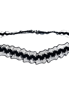 925纯银黑色弹力蕾丝颈带女choker项圈森系颈链短款锁骨链日韩潮