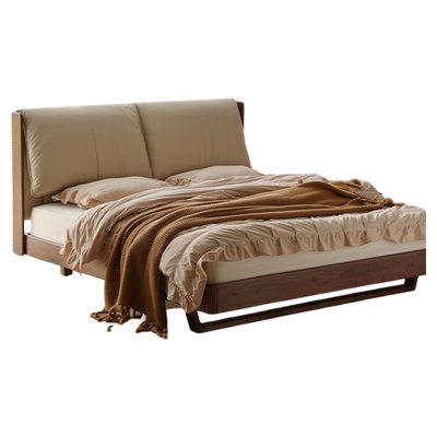 黑胡桃木实木床现代中古风双人床