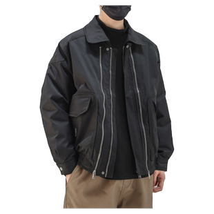 翻领羽绒服男工装夹克潮牌宽松上衣服冬季新款保暖白鸭绒教练外套