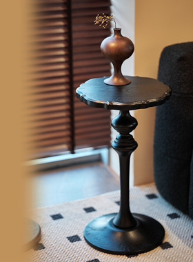 实木小茶几小桌子中古风沙发边几家用可移动小户型床边迷你置物架