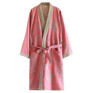睡袍女纯棉双层纱布提花浴袍春秋薄款日系和服睡衣吸水浴衣汗蒸服