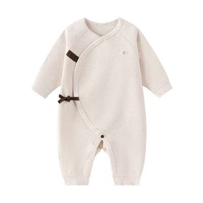 babylove新生儿连体衣秋冬季婴儿睡衣系带哈衣爬服满月宝宝衣服