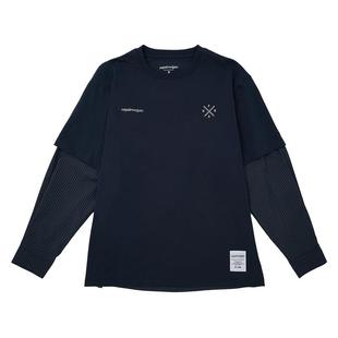 NPNG【王栎鑫同款】假两件POLO圆领衬衫男格纹拼接宽松上衣男