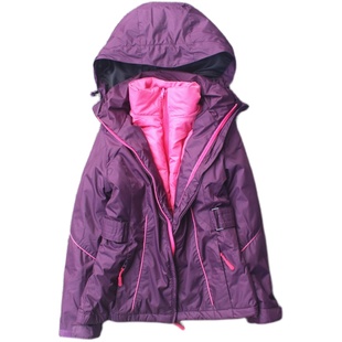 外贸风女童加厚冲锋衣内胆可拆儿童防风水滑雪服女童户外棉衣冬