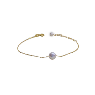 JOMEE珍珠手作 定制 特惠版18K黄金镶7-8mm日本akoya海水珍珠手链