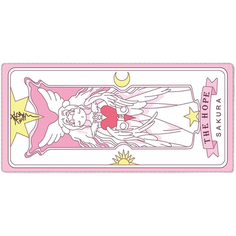 粉色锁边大号定制魔卡少女鼠标垫