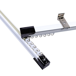 铝合金静音窗帘轨道侧装顶装安装纳米单直轨挂钩导轨滑轨纱窗纱帘