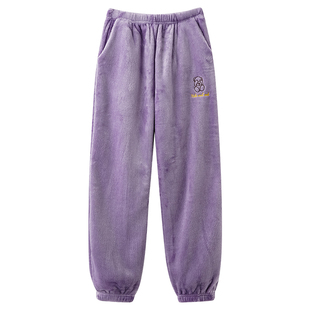 法兰绒家居裤女款2025新款保暖外穿加厚加绒睡裤珊瑚绒裤子家居服