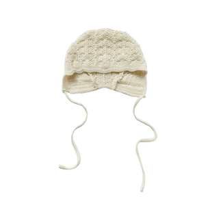 enhennbaby婴儿纽花镂空针织帽洋气纯棉胎帽男女宝宝帽子毛线帽