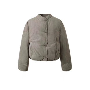 王霏霏同款宽松短款单排扣面包棉服外套女2025年秋冬新款休闲上衣