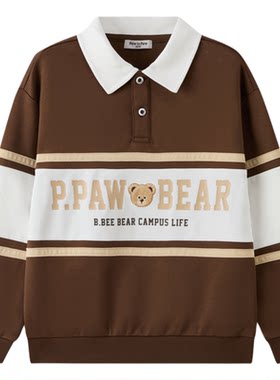 【熊宝棉】PawinPaw卡通小熊童装26年秋季新款男童Polo领长袖卫衣