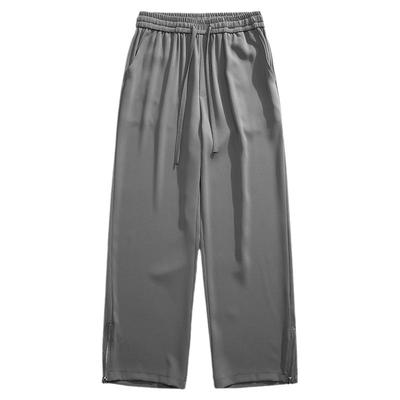 流行拉链百搭纯色裤子男女