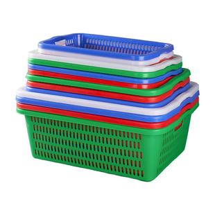 加厚长方形塑料收纳篮超市蔬菜水果收纳筐玩具收纳商用配货周转筐