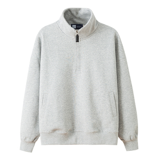 九六致原创设计450g春季重磅半拉链卫衣宽松长袖纯色上衣潮流男款