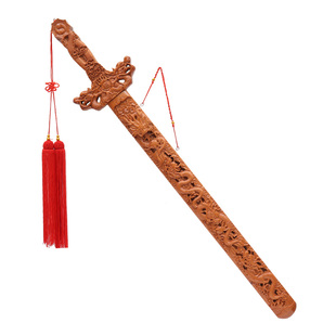 吉荣轩正宗桃木剑挂件双龙剑搬家客厅七星剑大宝剑九龙剑木雕摆件