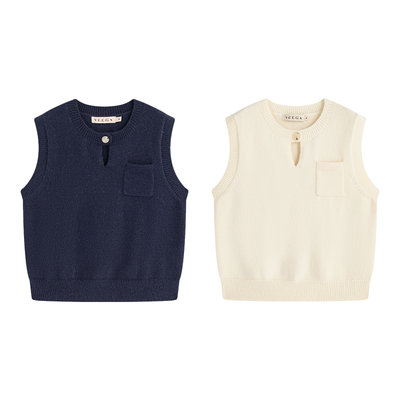 VeegaChic小v领钉扣针织马甲