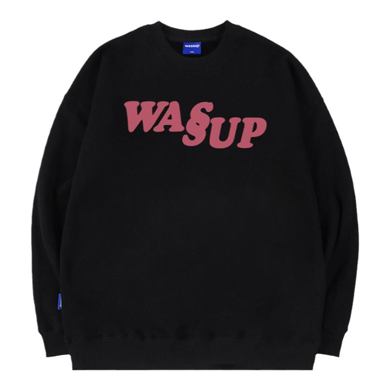 WASSUP字母潮牌无帽圆领卫衣