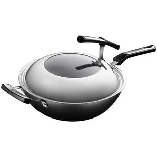 爱仕达锈不了铸铁锅平底锅家用炒锅无涂层炒菜锅电磁炉燃气灶通用