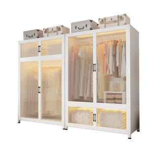 金属衣柜卧室家用全钢框架落地新小户型带门无甲醛简易组装收纳柜