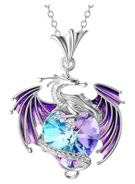 儿童项链彩色镶钻飞龙颈链饰品