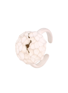 梵灵烧白纯银锤纹星痕岩石戒指