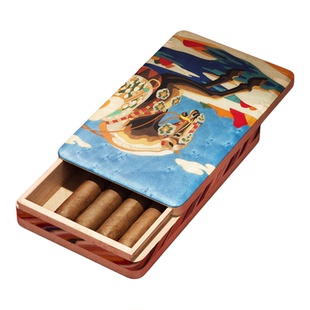 正品端木良锦润阁马年限量便携雪茄保湿盒纯手工镶嵌雪松木礼盒装