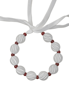 MOLISM球形玛瑙缎带项链