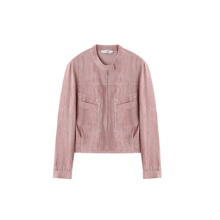 XWI欣未含莱赛尔亚麻工装风薄外套女2026年春季气质立领夹克上衣