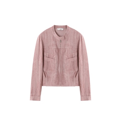 XWI欣未含莱赛尔亚麻工装风薄外套女2026年春季气质立领夹克上衣